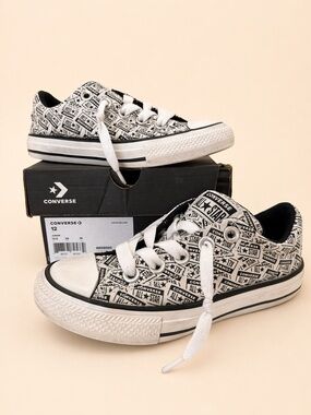 Converse All Star Street License Plate Black & White Logo Print Low Top Sneakers